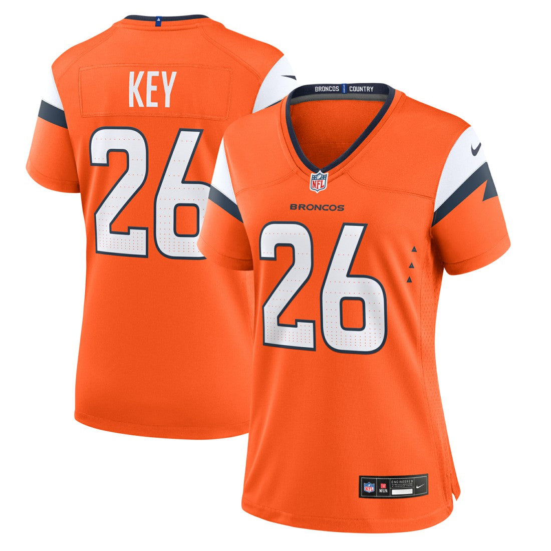 Devon Key Denver Broncos Women's Team Game Jersey - Orange Jerseys