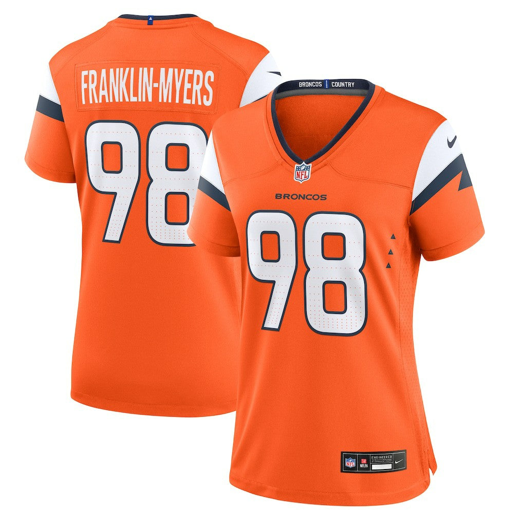 John Franklin-Myers Denver Broncos Women's Team Game Jersey - Orange Jerseys