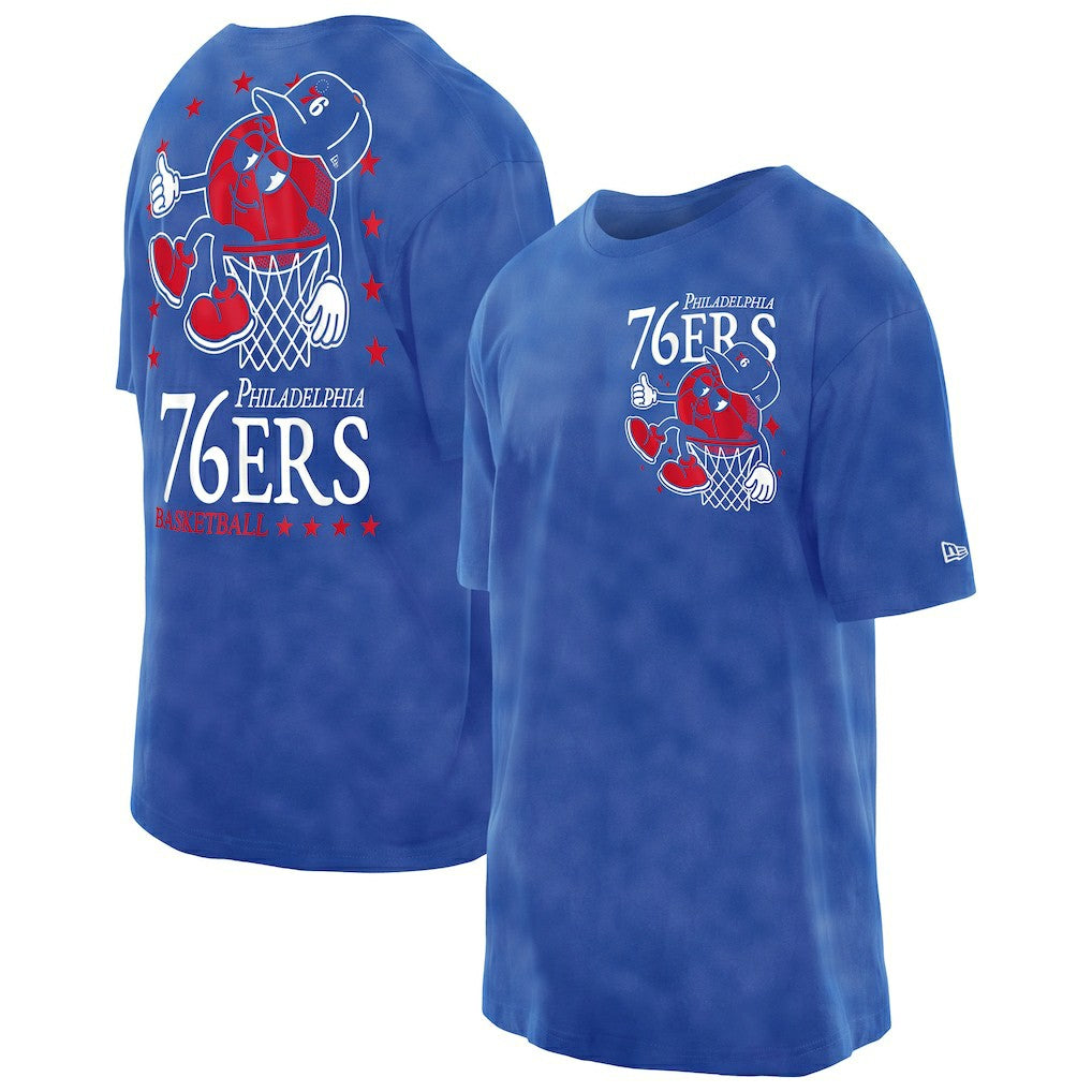 Philadelphia 76ers Old School Sport Enzyme Wash Oversized T-Shirt Royal - New Era