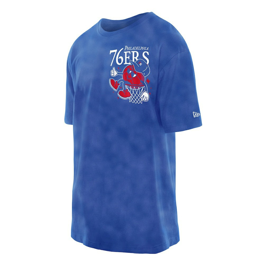 Philadelphia 76ers Old School Sport Enzyme Wash Oversized T-Shirt Royal - New Era