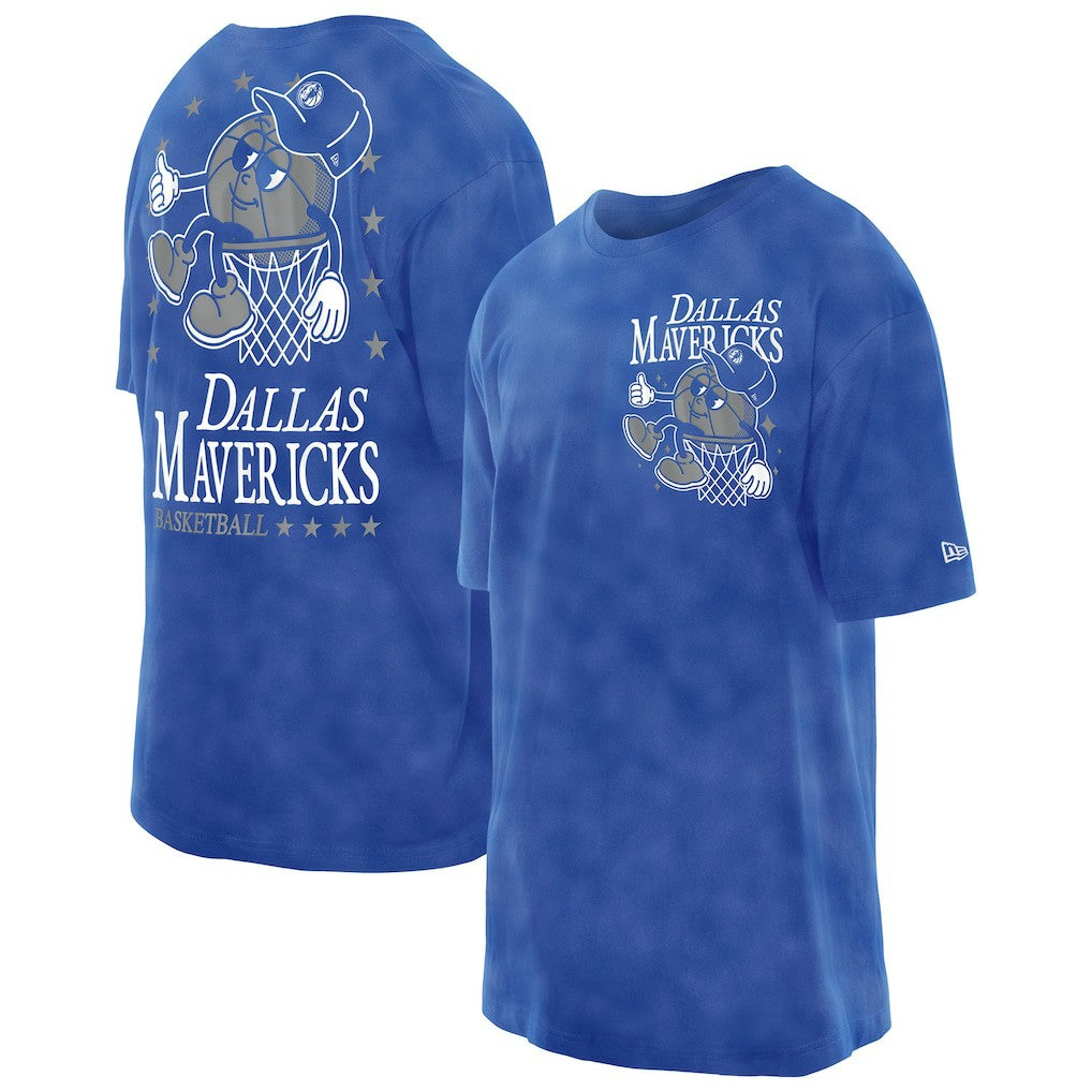 Dallas Mavericks Old School Sport Enzyme Wash Oversized T-Shirt Blue - New Era