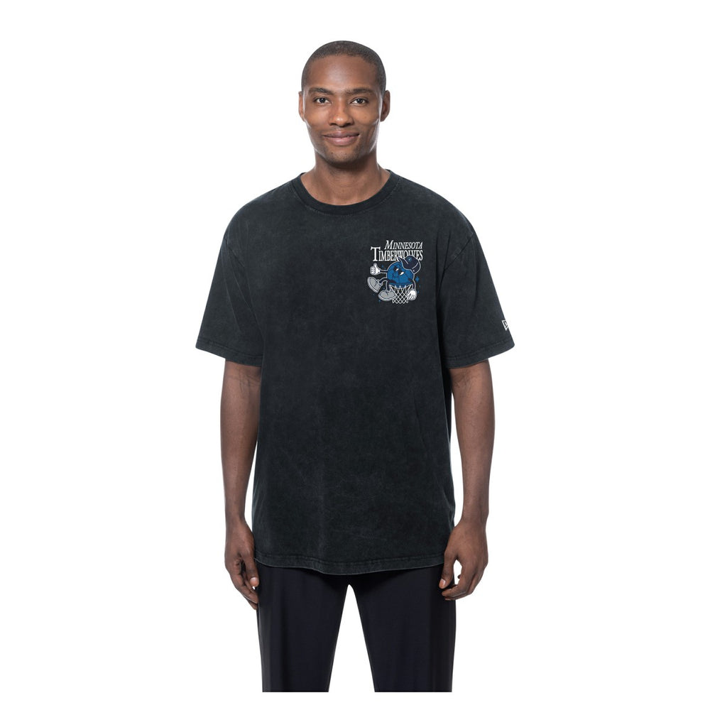 Minnesota Timberwolves Old School Sport Enzyme Wash Oversized T-Shirt Black - New Era