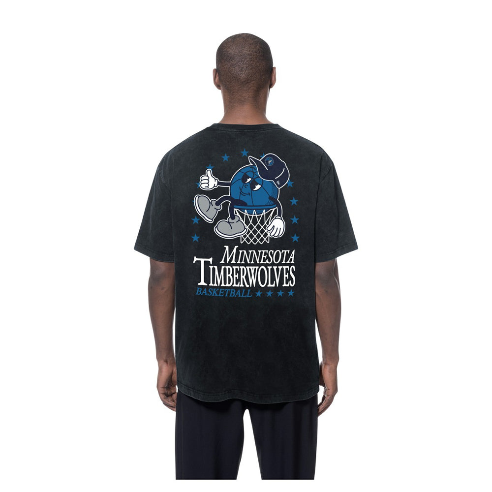 Minnesota Timberwolves Old School Sport Enzyme Wash Oversized T-Shirt Black - New Era