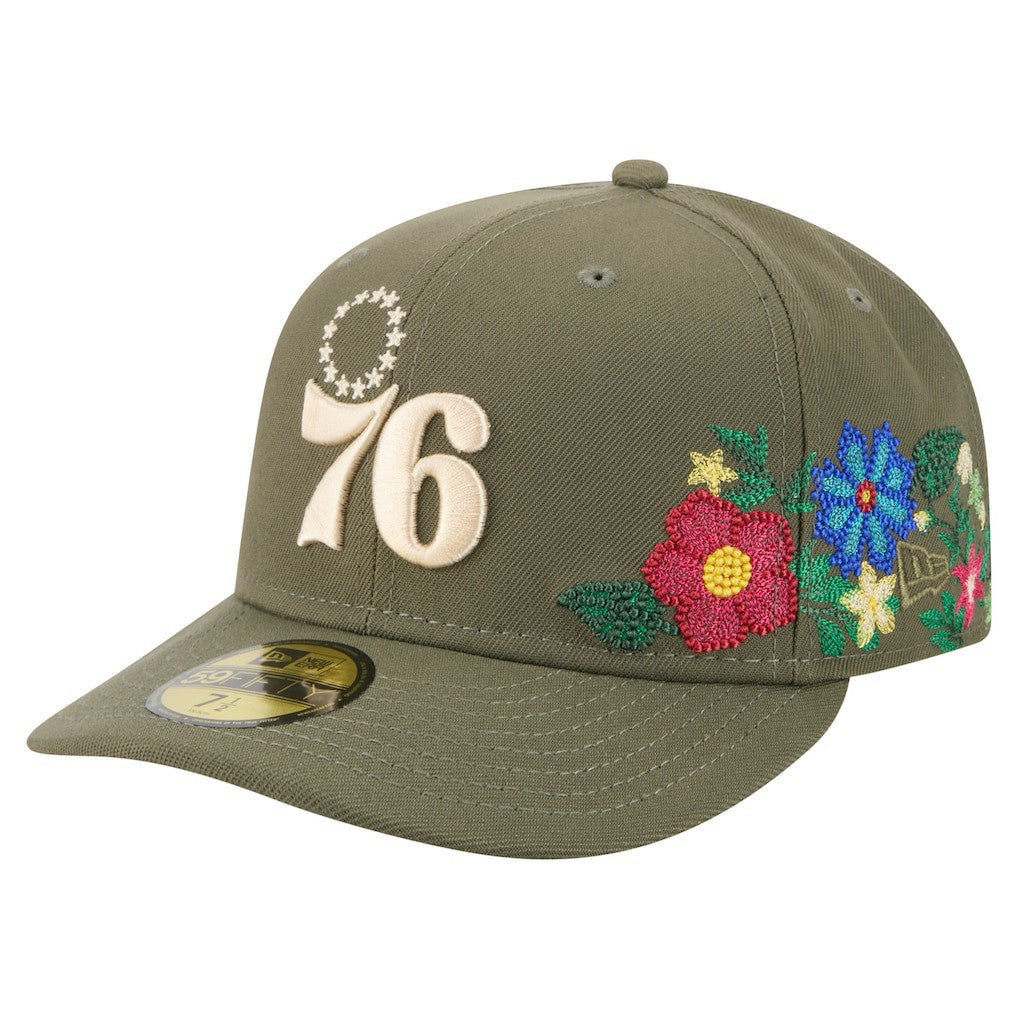 Philadelphia 76ers Tonal Florals 59FIFTY Fitted Hat Olive - New Era outlet