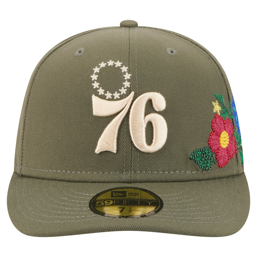 Philadelphia 76ers Tonal Florals 59FIFTY Fitted Hat Olive - New Era outlet