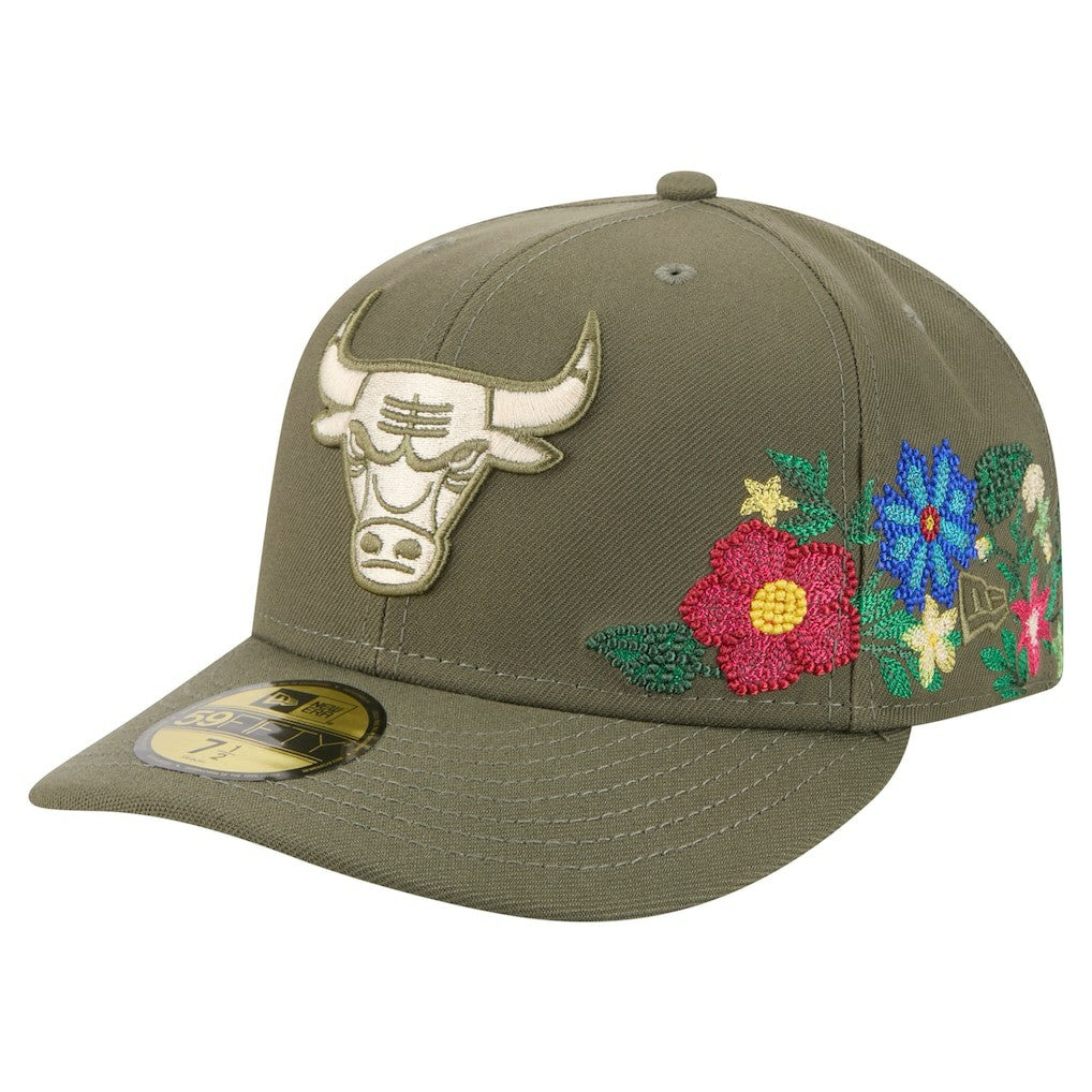 Chicago Bulls Tonal Florals 59FIFTY Fitted Hat Olive - New Era outlet