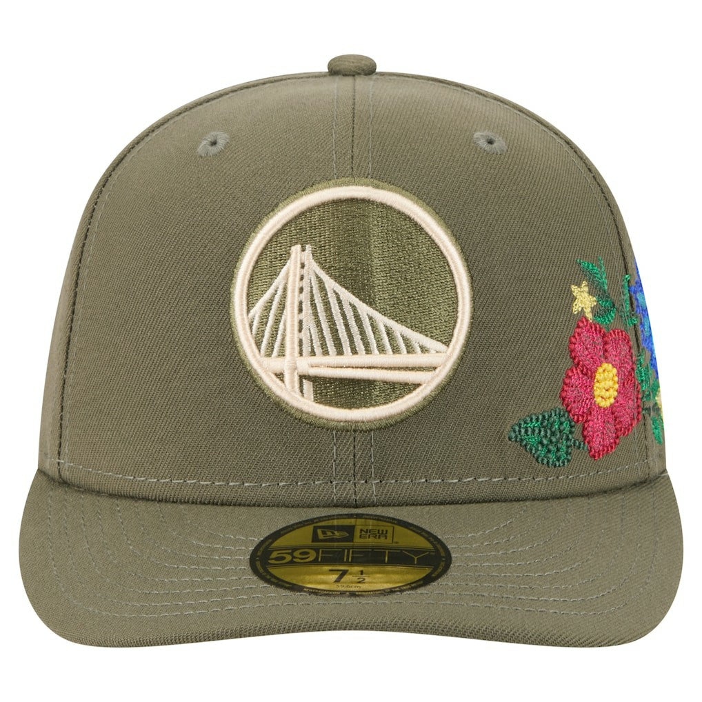Golden State Warriors Tonal Florals 59FIFTY Fitted Hat Olive - New Era