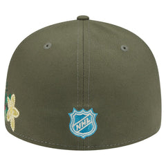 Chicago Blackhawks New Era Tonal Florals 59FIFTY Fitted Hat - Olive | US 202223632