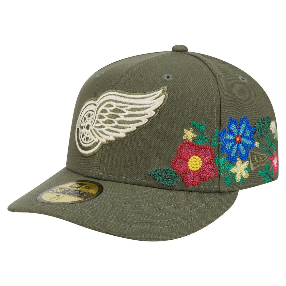 Detroit Red Wings New Era Tonal Florals 59FIFTY Fitted Hat - Olive | US 202223633