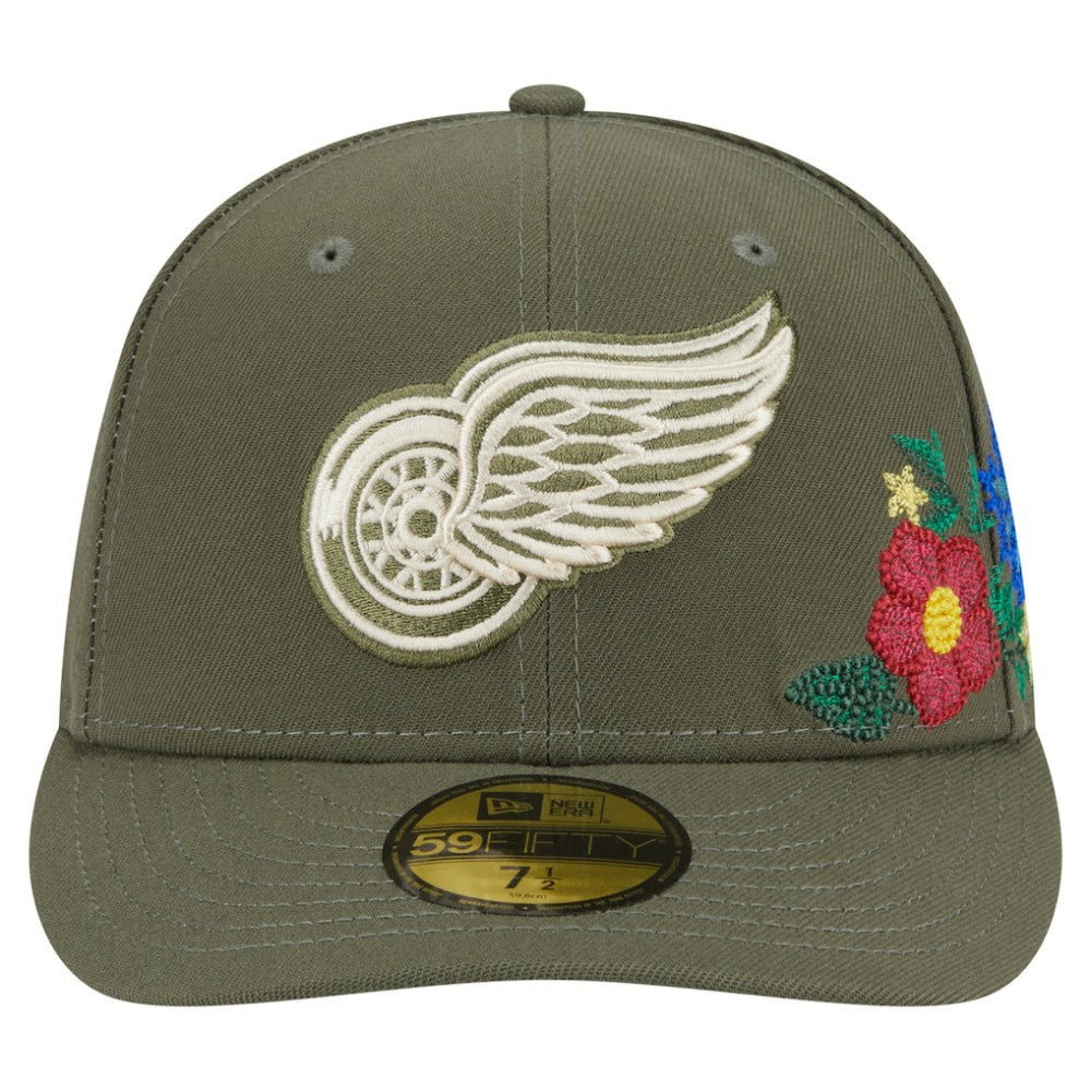 Detroit Red Wings New Era Tonal Florals 59FIFTY Fitted Hat - Olive | US 202223633