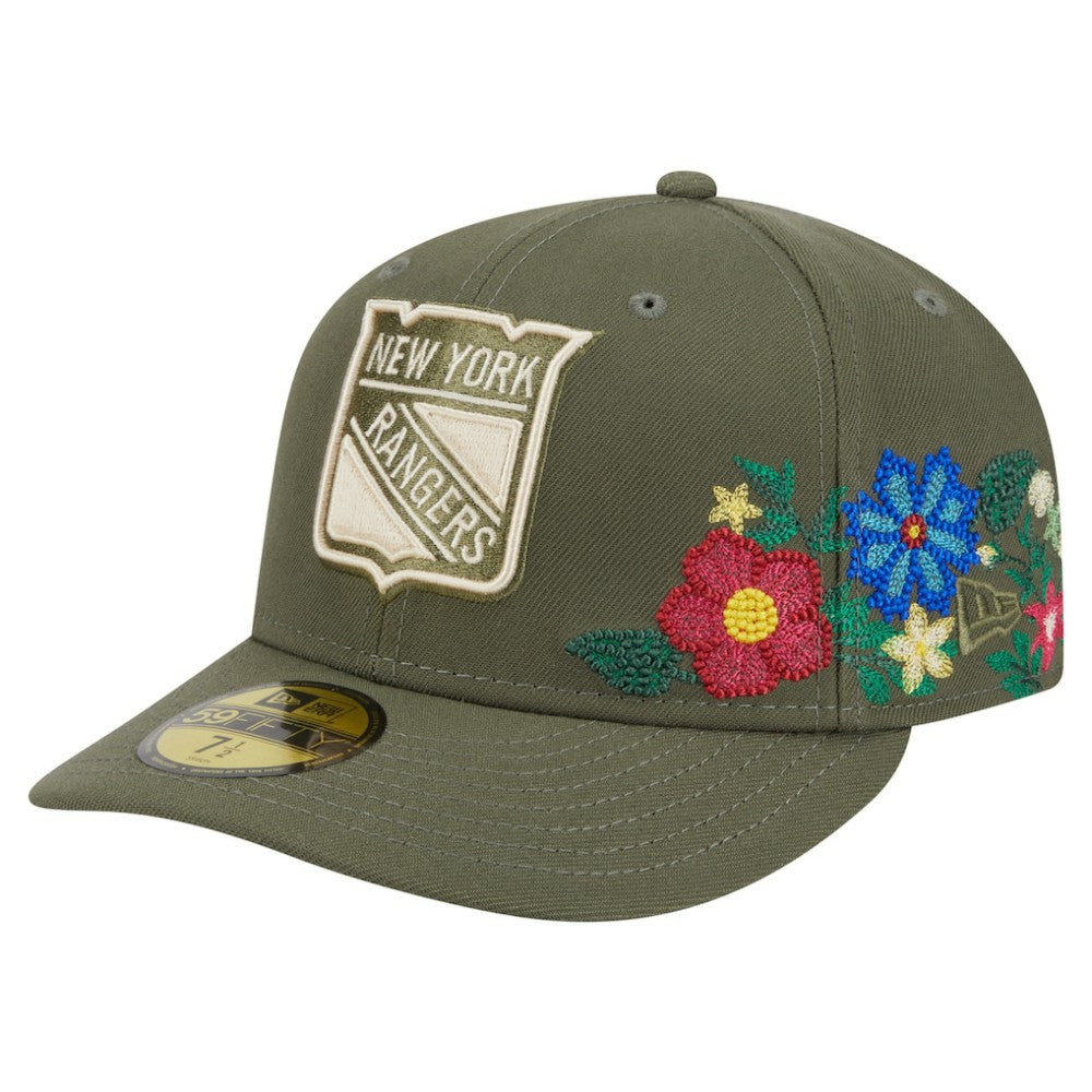 New York Rangers New Era Tonal Florals 59FIFTY Fitted Hat - Olive | US 202223635