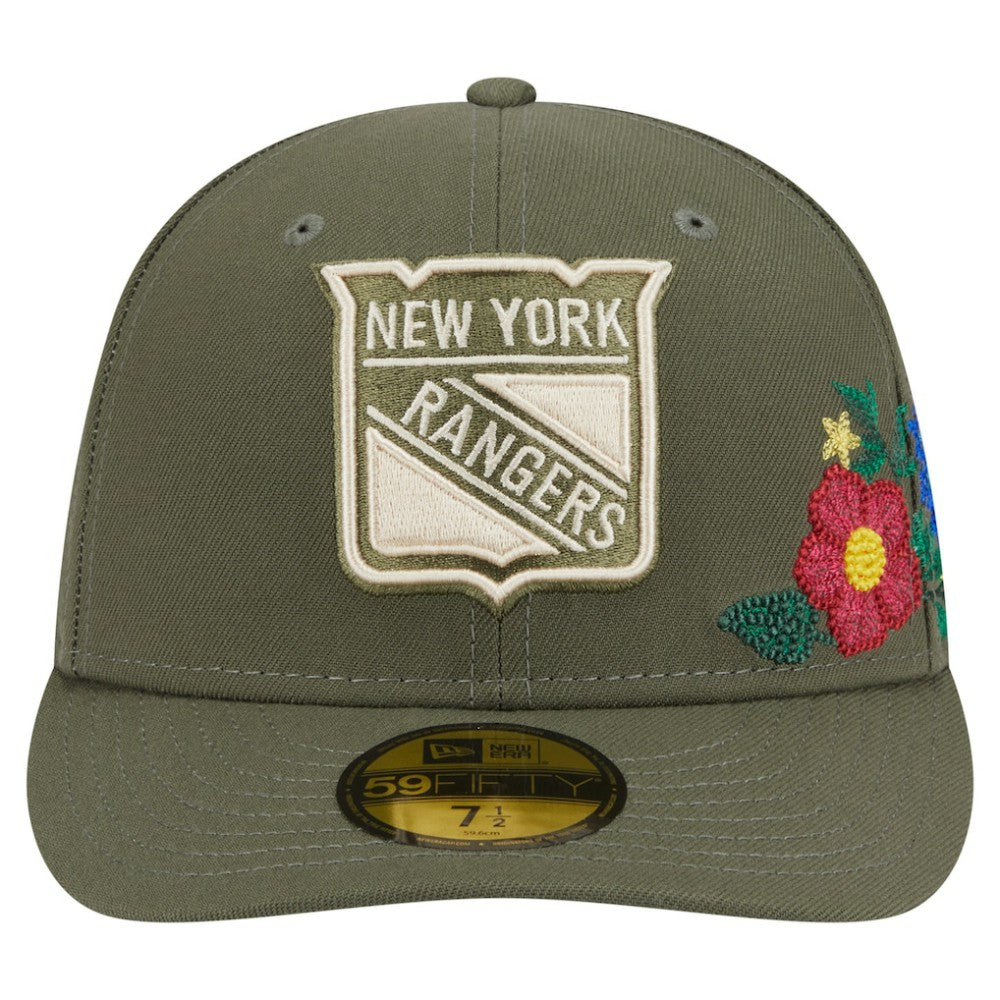 New York Rangers New Era Tonal Florals 59FIFTY Fitted Hat - Olive | US 202223635