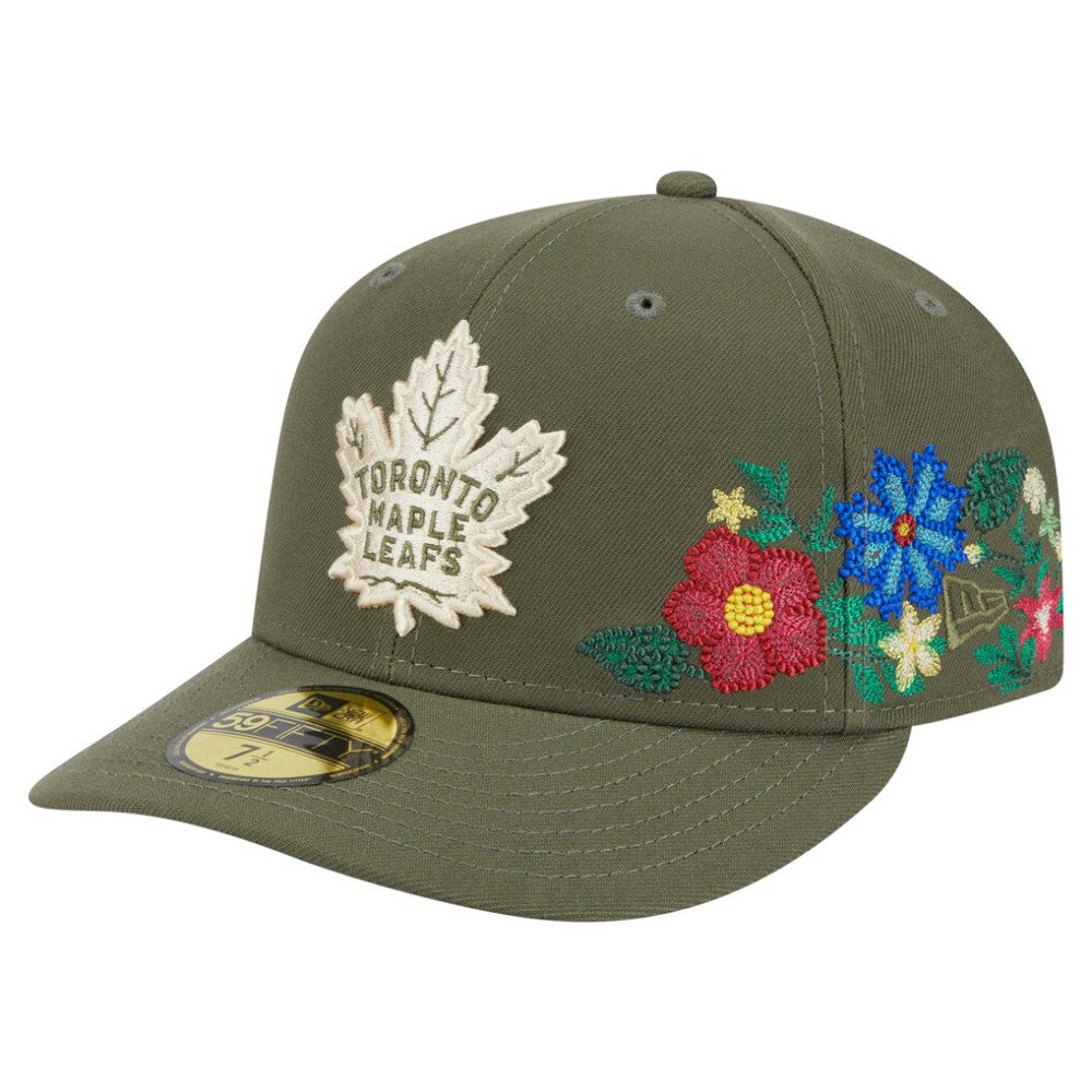 Toronto Maple Leafs New Era Tonal Florals 59FIFTY Fitted Hat - Olive | US 202223637