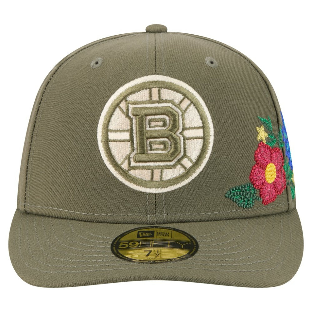Boston Bruins New Era Tonal Florals 59FIFTY Fitted Hat - Olive | US 202223638