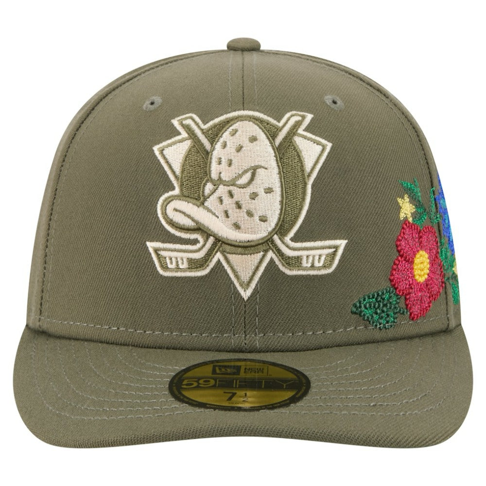 Anaheim Ducks New Era Tonal Florals 59FIFTY Fitted Hat - Olive | US 202223639
