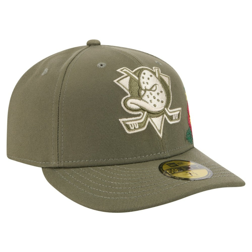 Anaheim Ducks New Era Tonal Florals 59FIFTY Fitted Hat - Olive | US 202223639