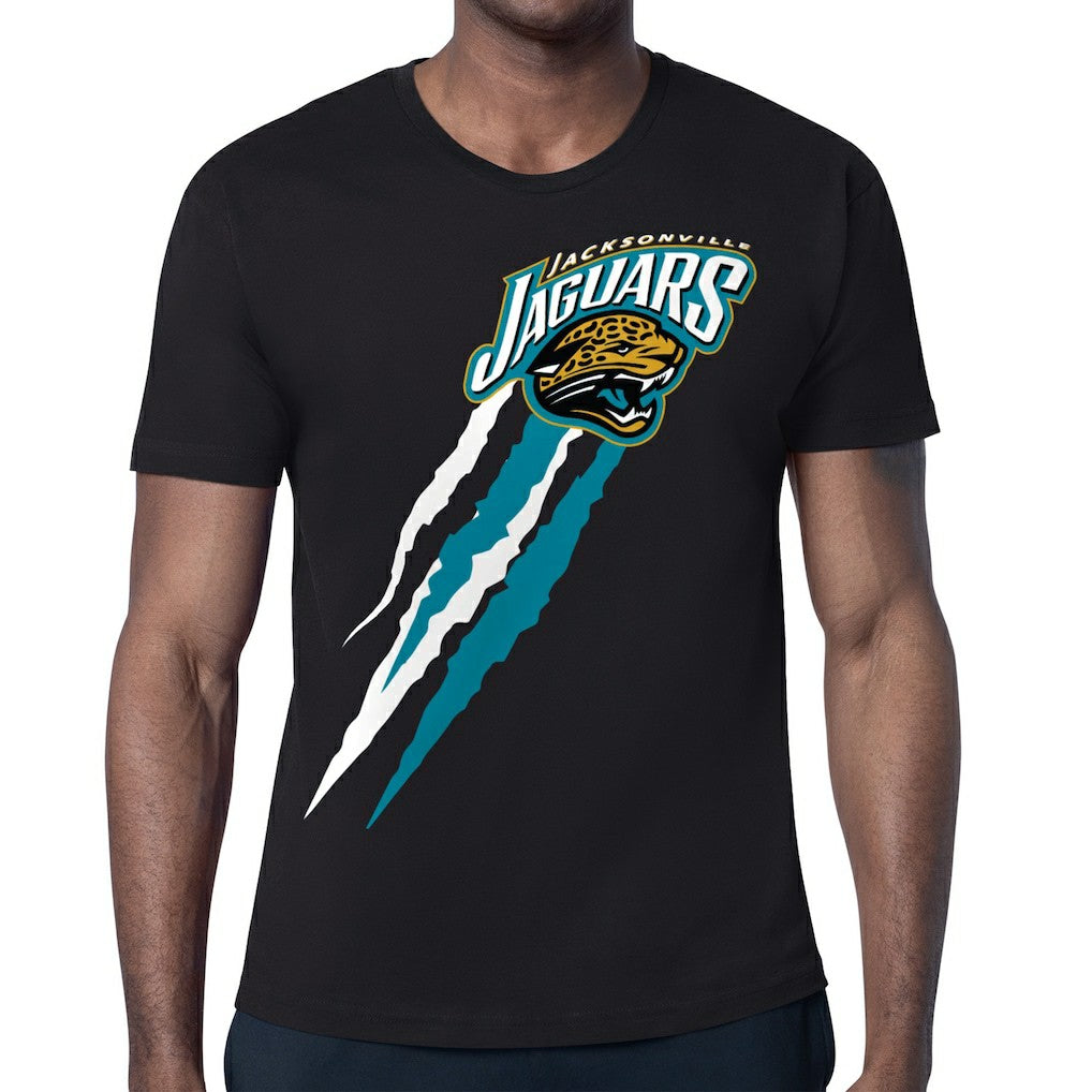 Jacksonville Jaguars Starter Retro Team Logo Color Scratch T-Shirt - Black T-shirts