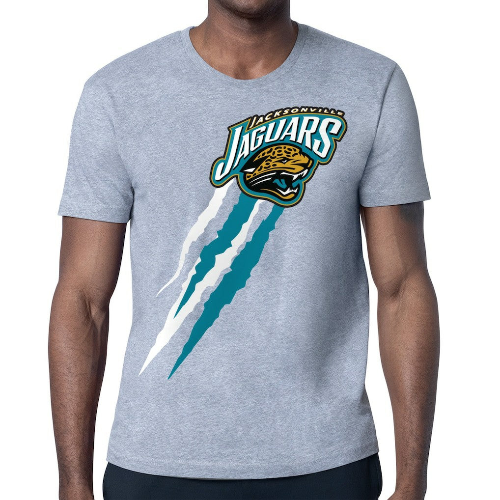 Jacksonville Jaguars Starter Retro Team Logo Color Scratch T-Shirt - Heather Gray T-shirts
