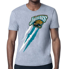 Jacksonville Jaguars Starter Retro Team Logo Color Scratch T-Shirt - Heather Gray T-shirts