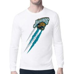 Jacksonville Jaguars Starter Retro Team Logo Color Scratch Long Sleeve T-Shirt - White T-shirts