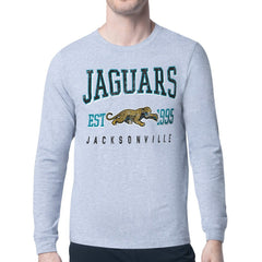Jacksonville Jaguars Starter Retro Team Logo Long Sleeve T-Shirt - Heather Gray T-shirts