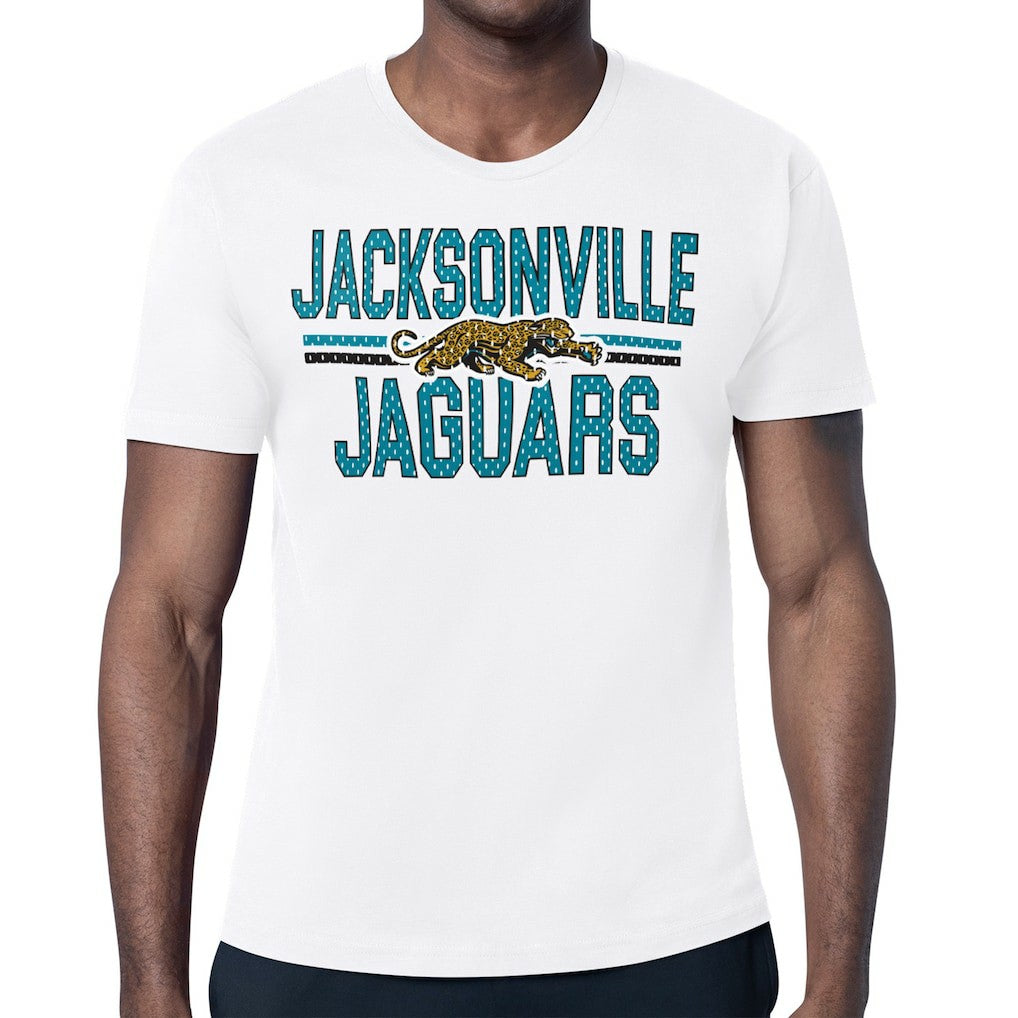 Jacksonville Jaguars Starter Mesh Look Retro Team Logo T-Shirt - White T-shirts