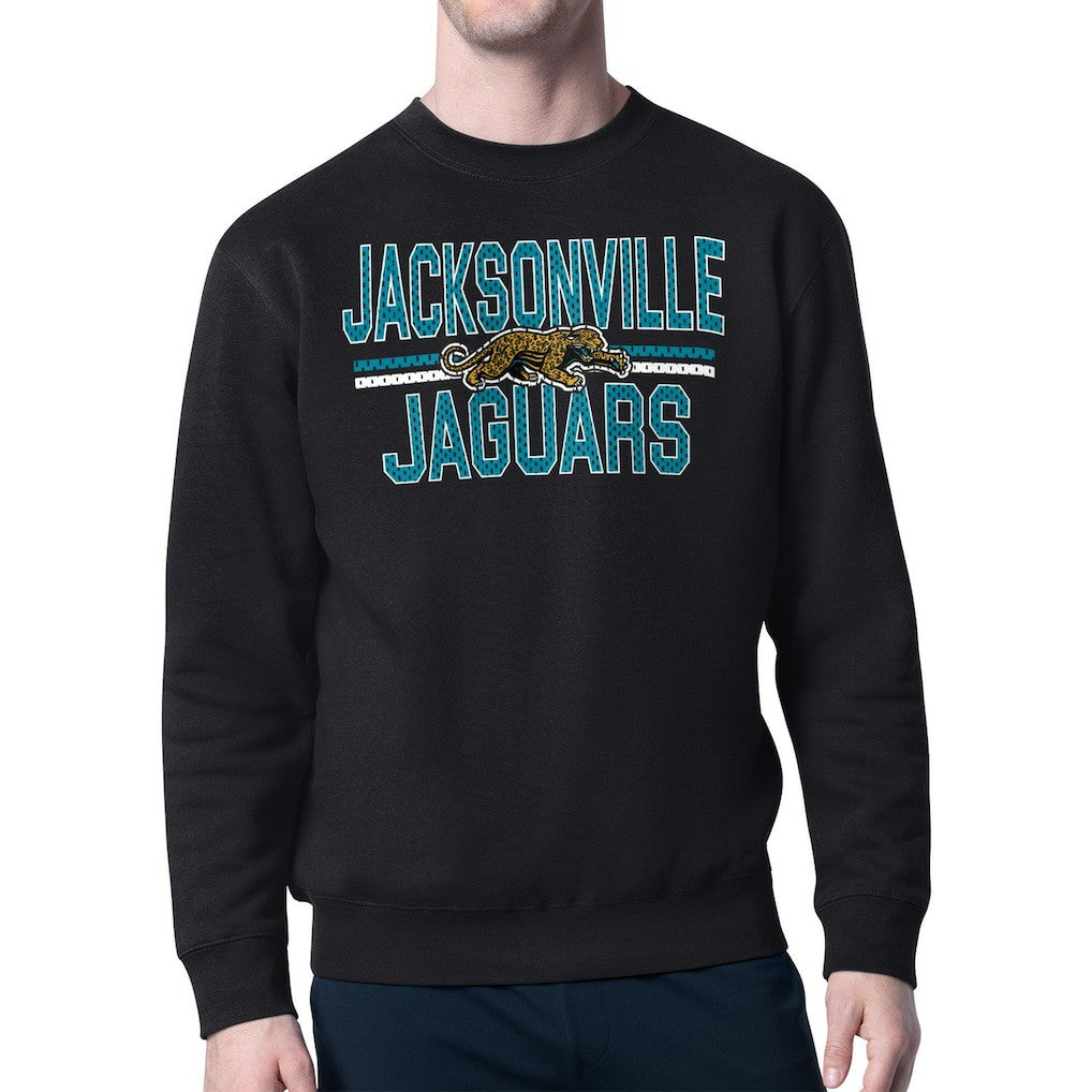 Jacksonville Jaguars Starter Mesh Look Retro Team Logo Pullover Sweatshirt - Black Pullover