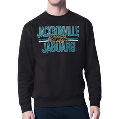 Jacksonville Jaguars Starter Mesh Look Retro Team Logo Pullover Sweatshirt - Black Pullover