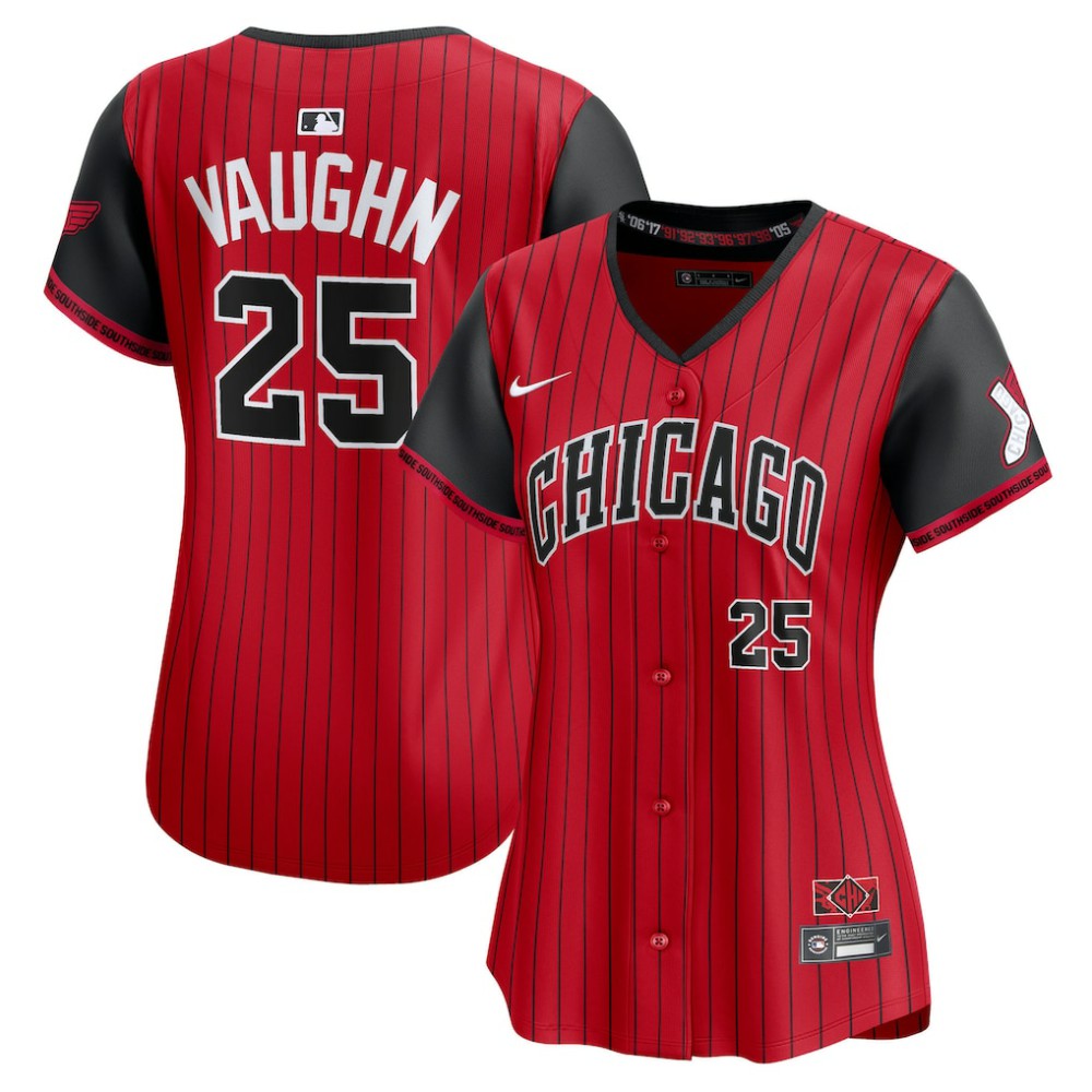 Andrew Vaughn Chicago White Sox Nike Women's 2025 City Connect Limited Player Jersey - Red/Black Jerseys