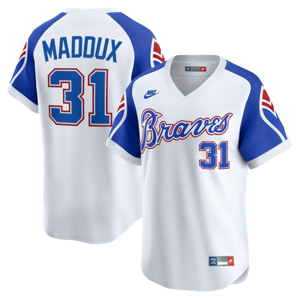 Greg Maddux Atlanta Braves Nike Throwback Cooperstown Collection Limited Jersey - White Jerseys