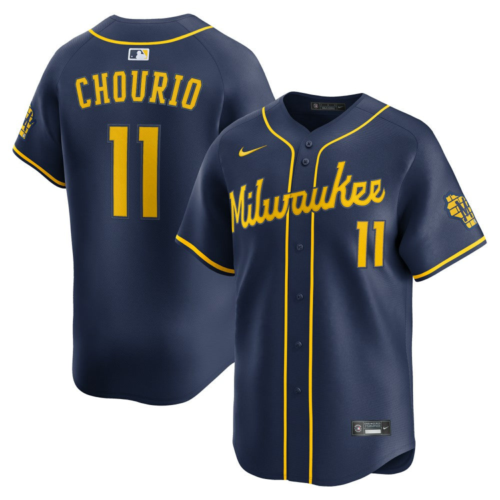 Jackson Chourio Milwaukee Brewers Nike Alternate 2 Limited Jersey - Navy Jerseys