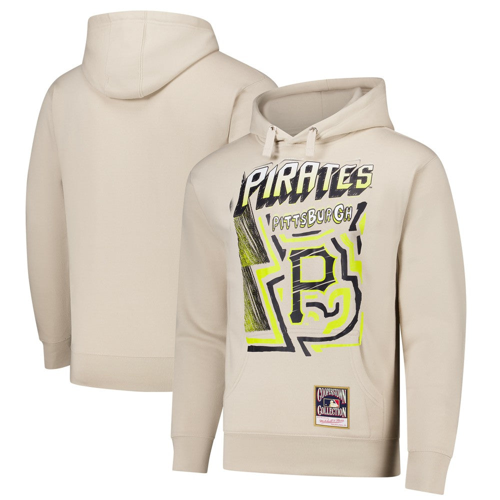 Pittsburgh Pirates Mitchell & Ness Sidewalk Sketch Pullover Hoodie - Cream Hoodies