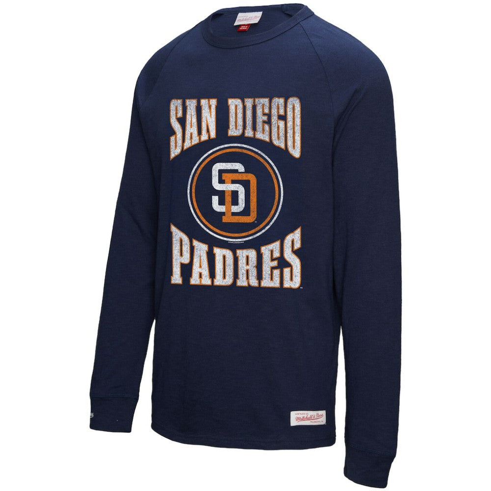 San Diego Padres Mitchell & Ness Arched Logo Slub Long Sleeve T-Shirt - Navy T-shirts