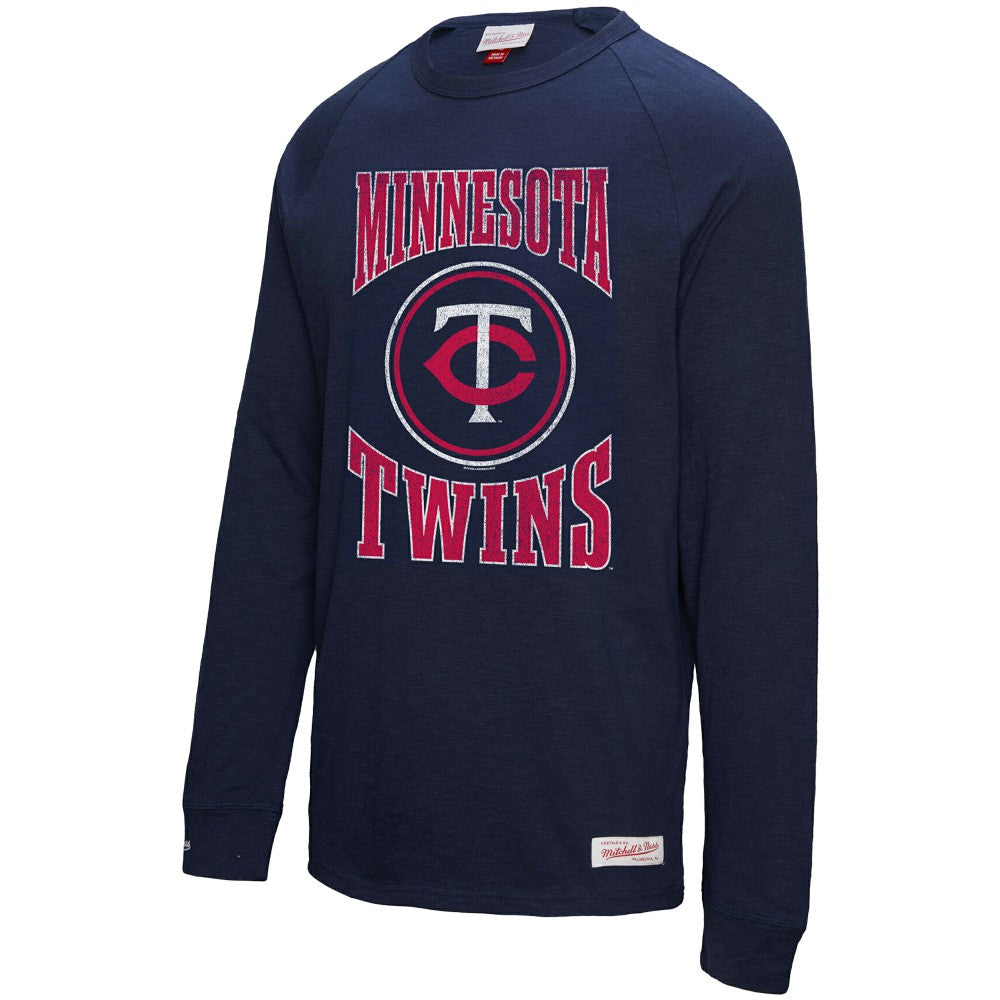 Minnesota Twins Mitchell & Ness Arched Logo Slub Long Sleeve T-Shirt - Navy T-shirts