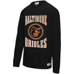 Baltimore Orioles Mitchell & Ness Arched Logo Slub Long Sleeve T-Shirt - Black T-shirts
