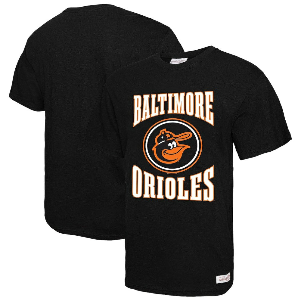 Baltimore Orioles Mitchell & Ness Arched Logo Slub T-Shirt - Black T-shirts