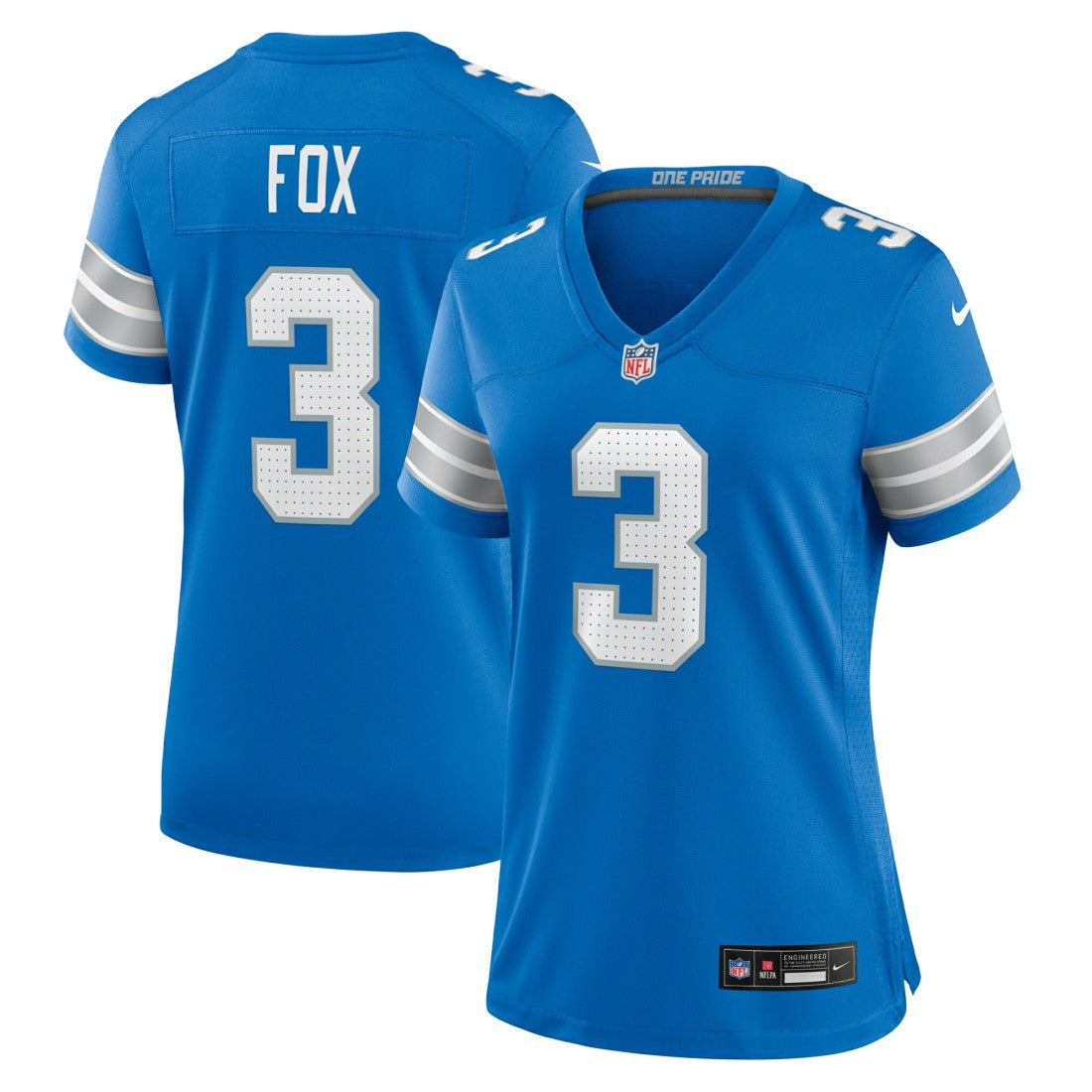 Jack Fox Detroit Lions Women's Team Game Jersey - Blue Jerseys