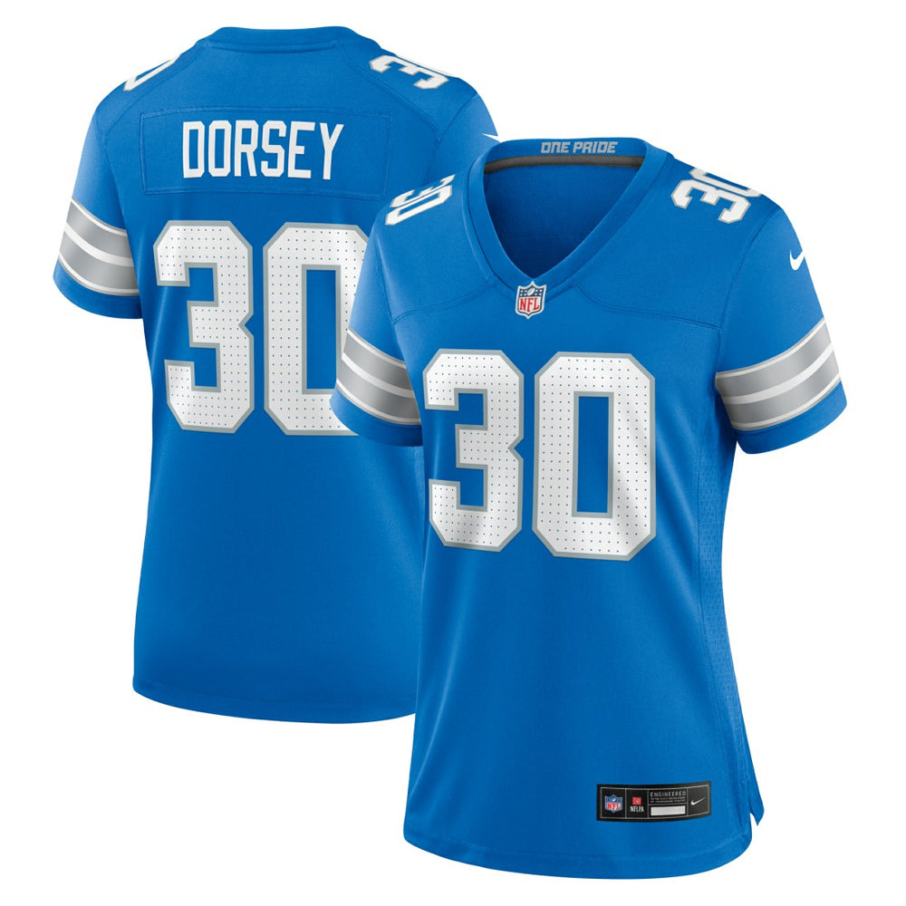Khalil Dorsey Detroit Lions Women's Team Game Jersey - Blue Jerseys