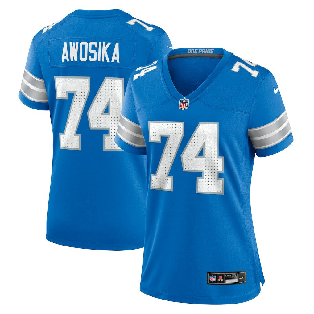 Kayode Awosika Detroit Lions Women's Team Game Jersey - Blue Jerseys