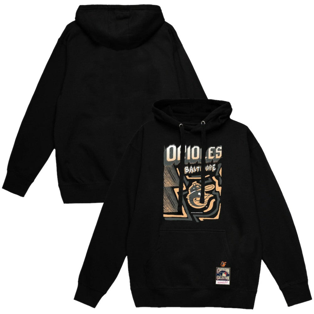 Baltimore Orioles Mitchell & Ness Sidewalk Sketch Pullover Hoodie - Black Hoodies