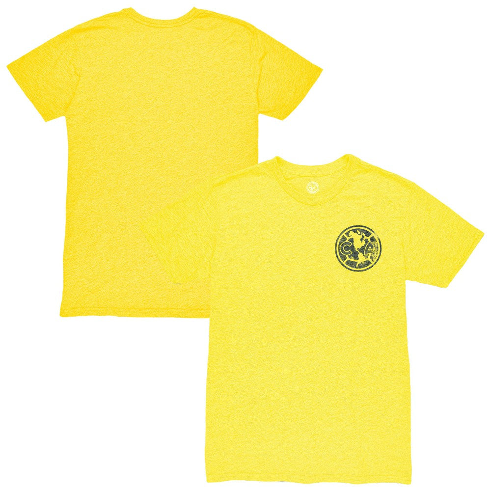 Club America 1863FC Left Mono Badge Vintage Tri-Blend T-Shirt Yellow