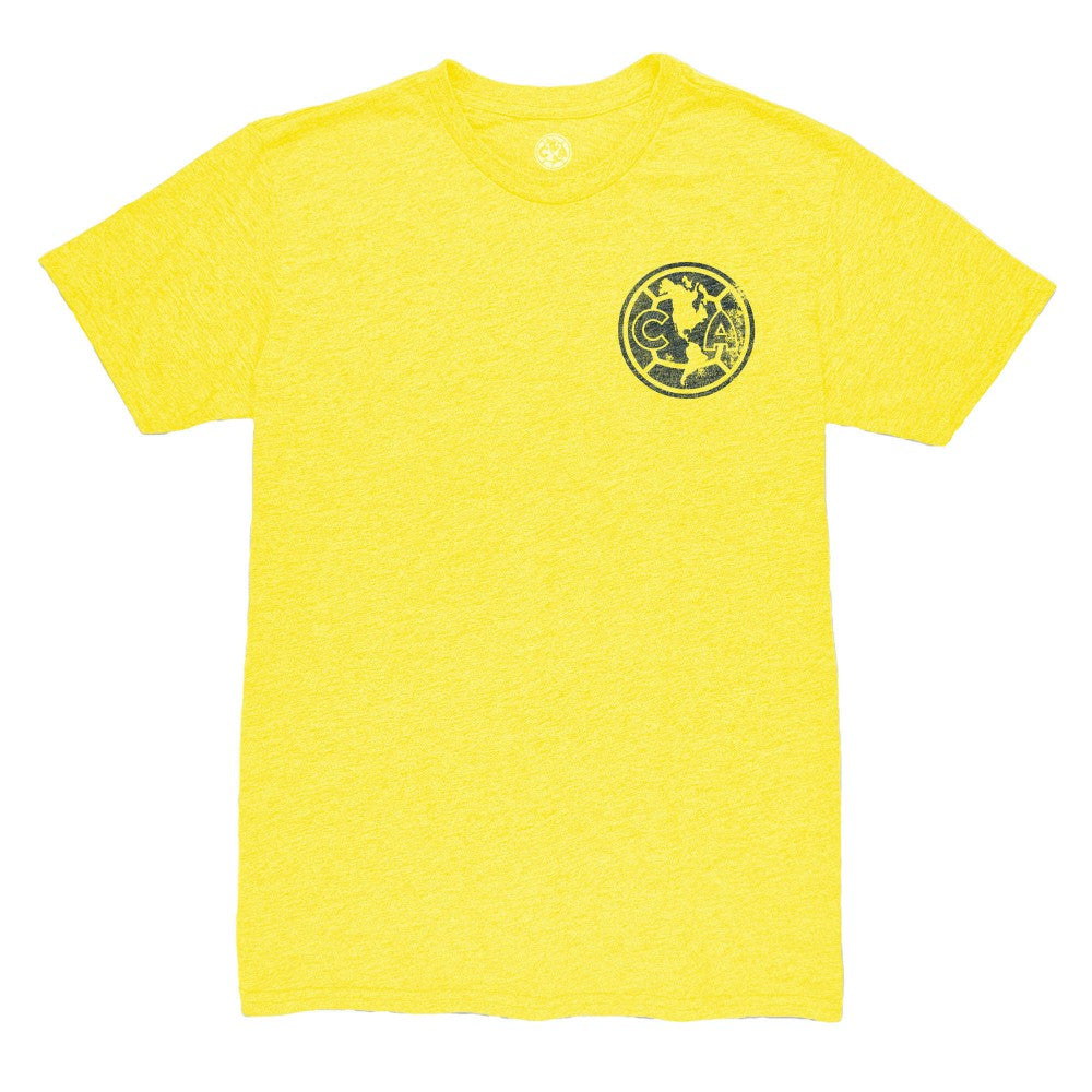 Club America 1863FC Left Mono Badge Vintage Tri-Blend T-Shirt Yellow