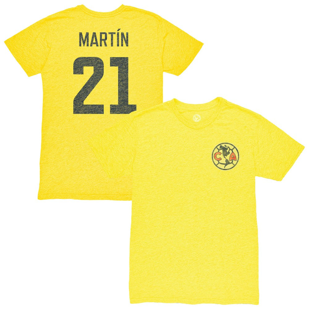 Henry Martin Club America 1863FC Vintage Player Name & Number Tri-blend T-Shirt Yellow
