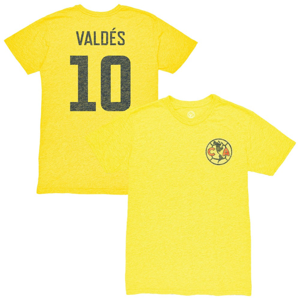 Diego Valdés Club America 1863FC Vintage Player Name & Number Tri-blend T-Shirt Yellow