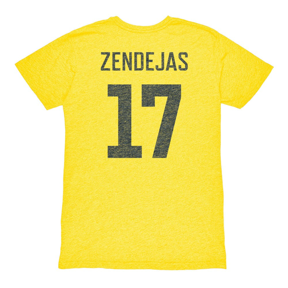 Alejandro Zendejas Club America 1863FC Vintage Player Name & Number Tri-blend T-Shirt Yellow