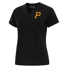 Pittsburgh Pirates Antigua Women's Notch Neck T-Shirt - Black T-shirts