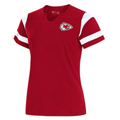 Kansas City Chiefs Antigua Women's Encounter Short Sleeve Notch Neck Top - Red Tops