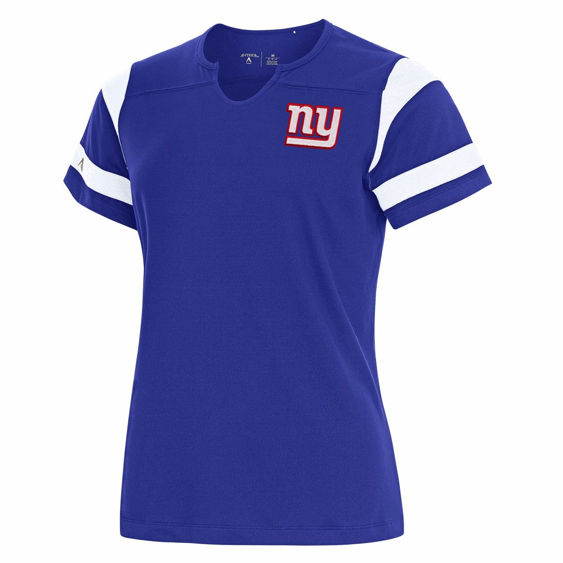New York Giants Antigua Women's Encounter Short Sleeve Notch Neck Top - Royal Tops