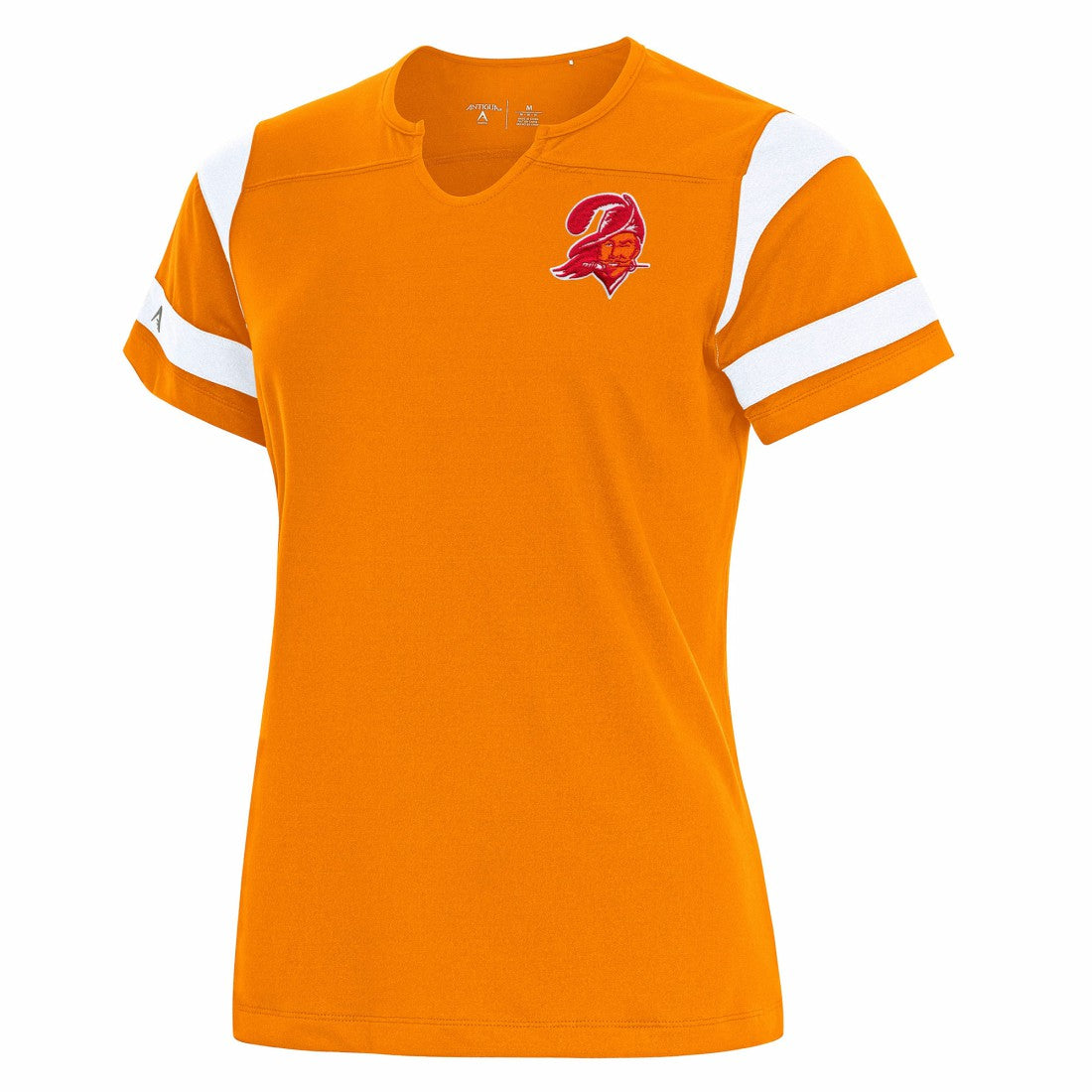Tampa Bay Buccaneers Antigua Women's Encounter Short Sleeve Notch Neck Top - Orange Tops