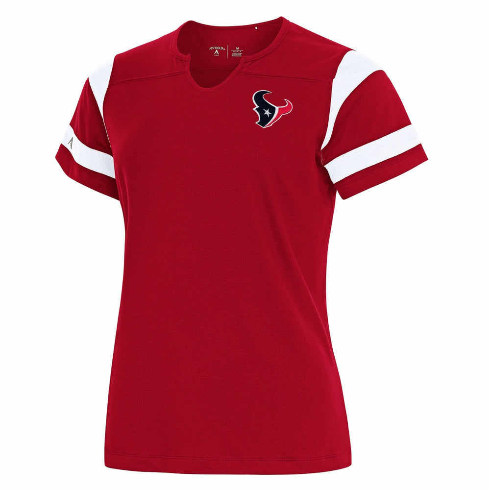 Houston Texans Antigua Women's Encounter Short Sleeve Notch Neck Top - Red Tops